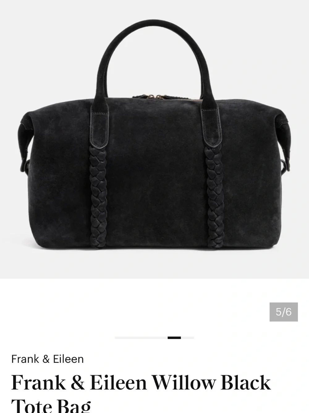 Frank & Eileen Black Suede Tote with Top Handles